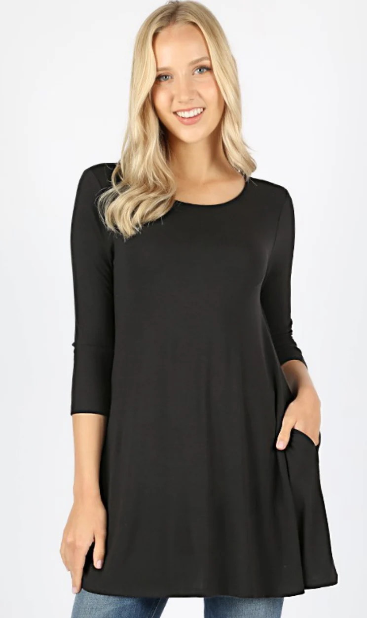 3/4 Sleeve Top (WITH POCKETS)