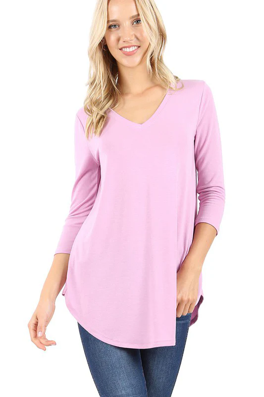 3/4 Sleeve V-Neck Front Back Scoop - Image 15