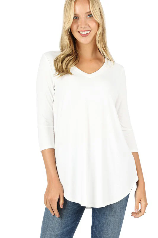 3/4 Sleeve V-Neck Front Back Scoop - Image 24
