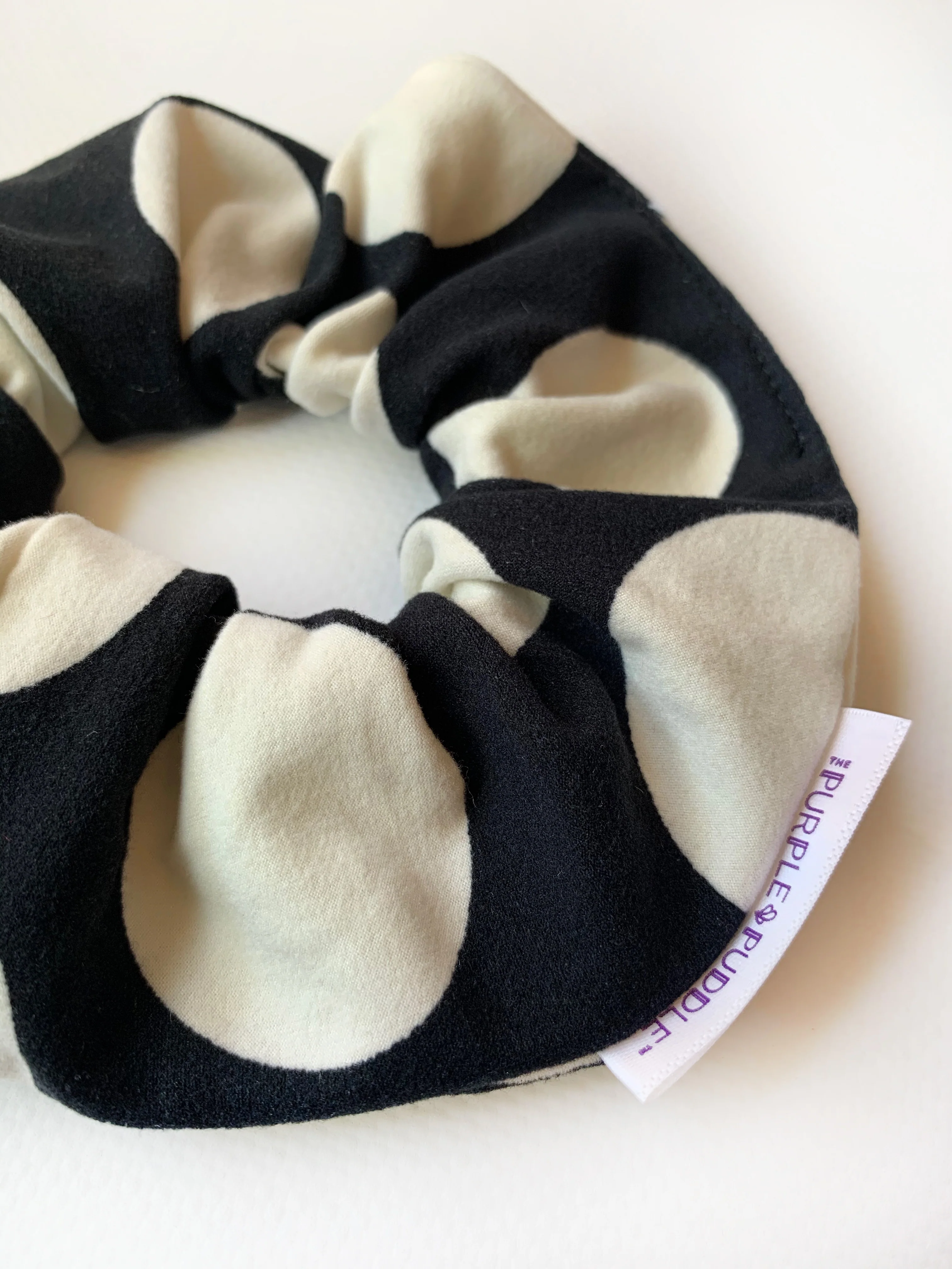 Black and White Polka Dot Scrunchie