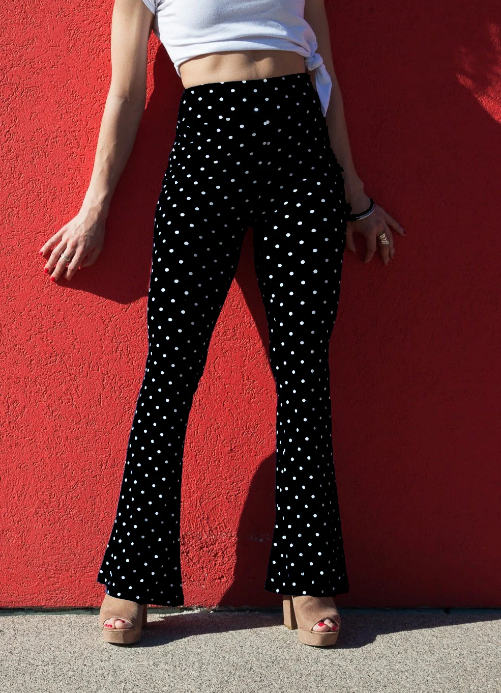 Black Dotty Flare Leggings - Image 2