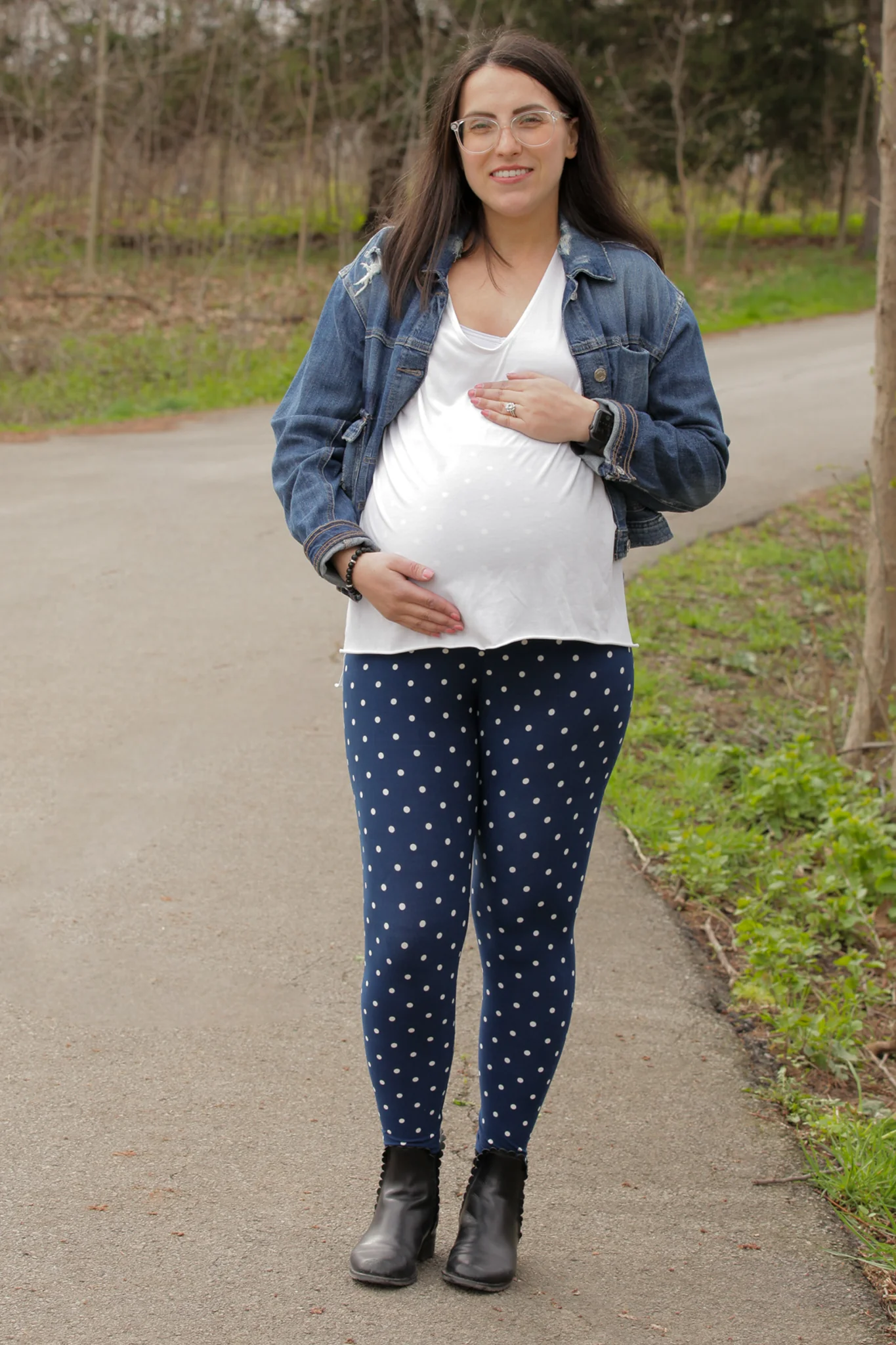 Blue Dotty Maternity Leggings - Image 4