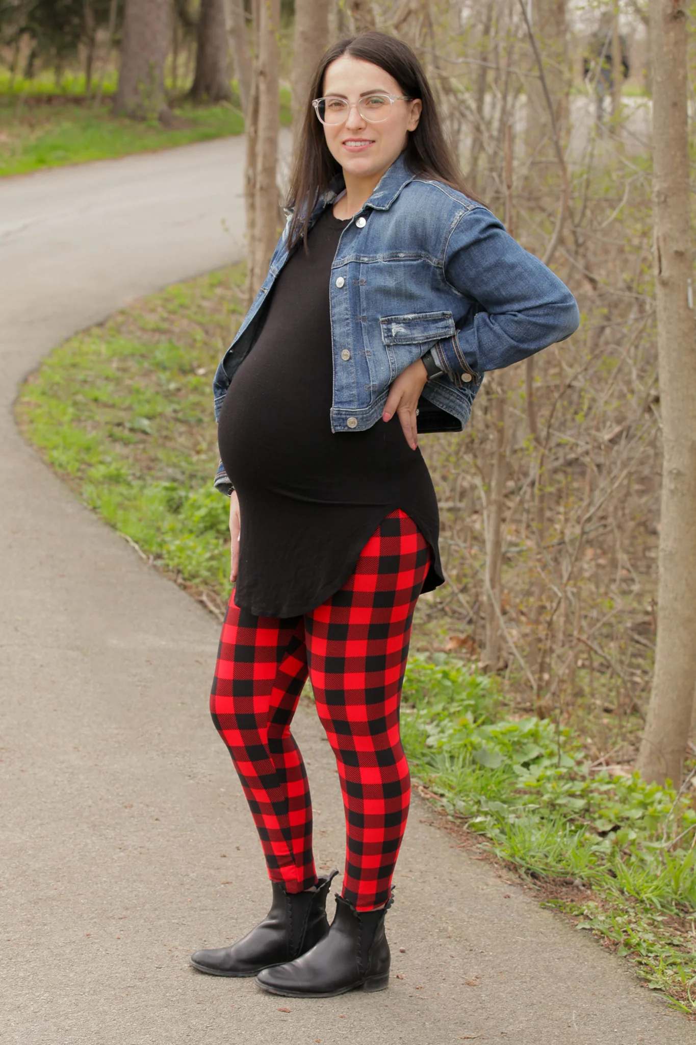 Buffalo Plaid Maternity Leggings - Image 3