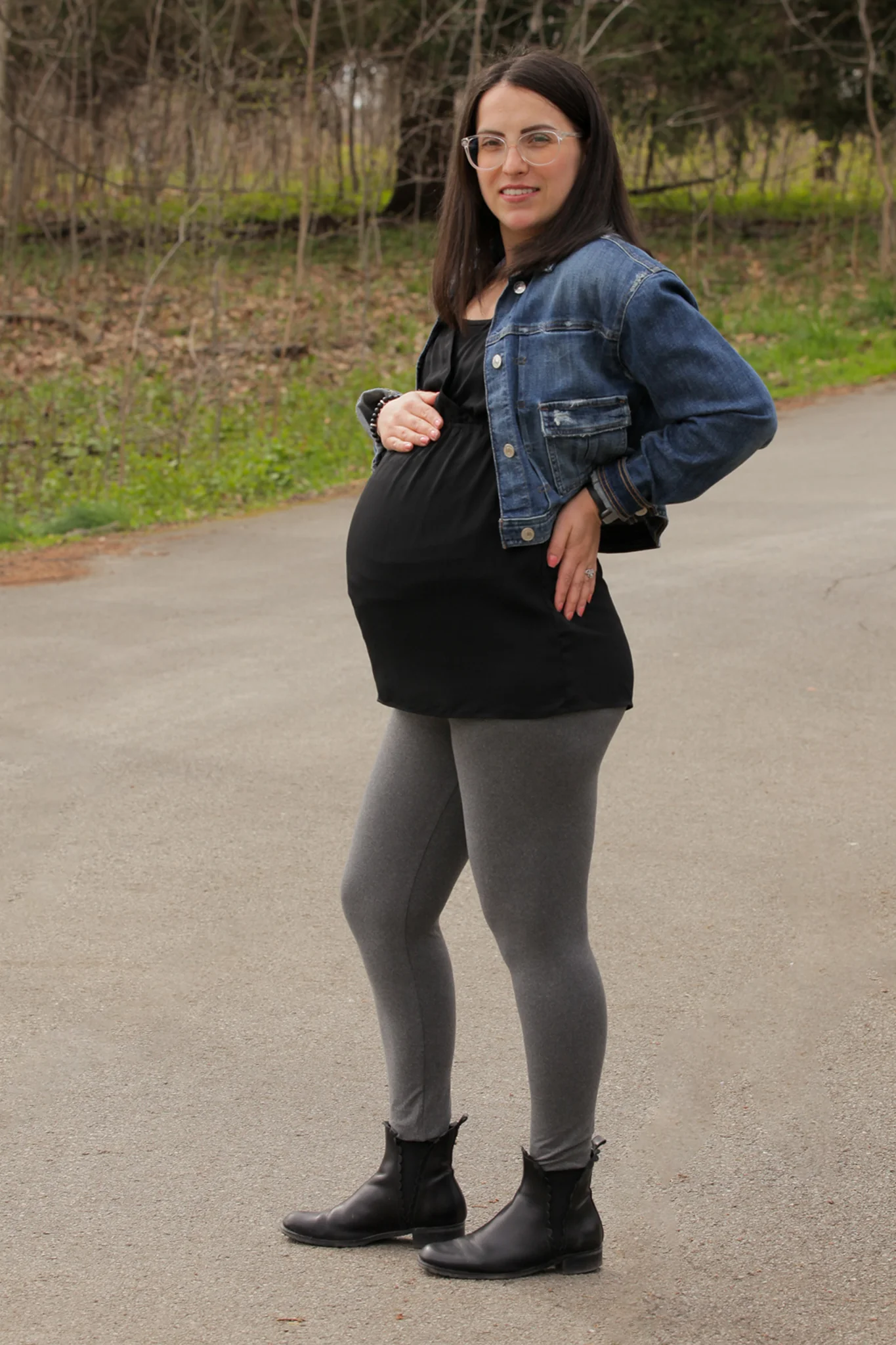 Charcoal Grey Maternity Leggings - Image 4