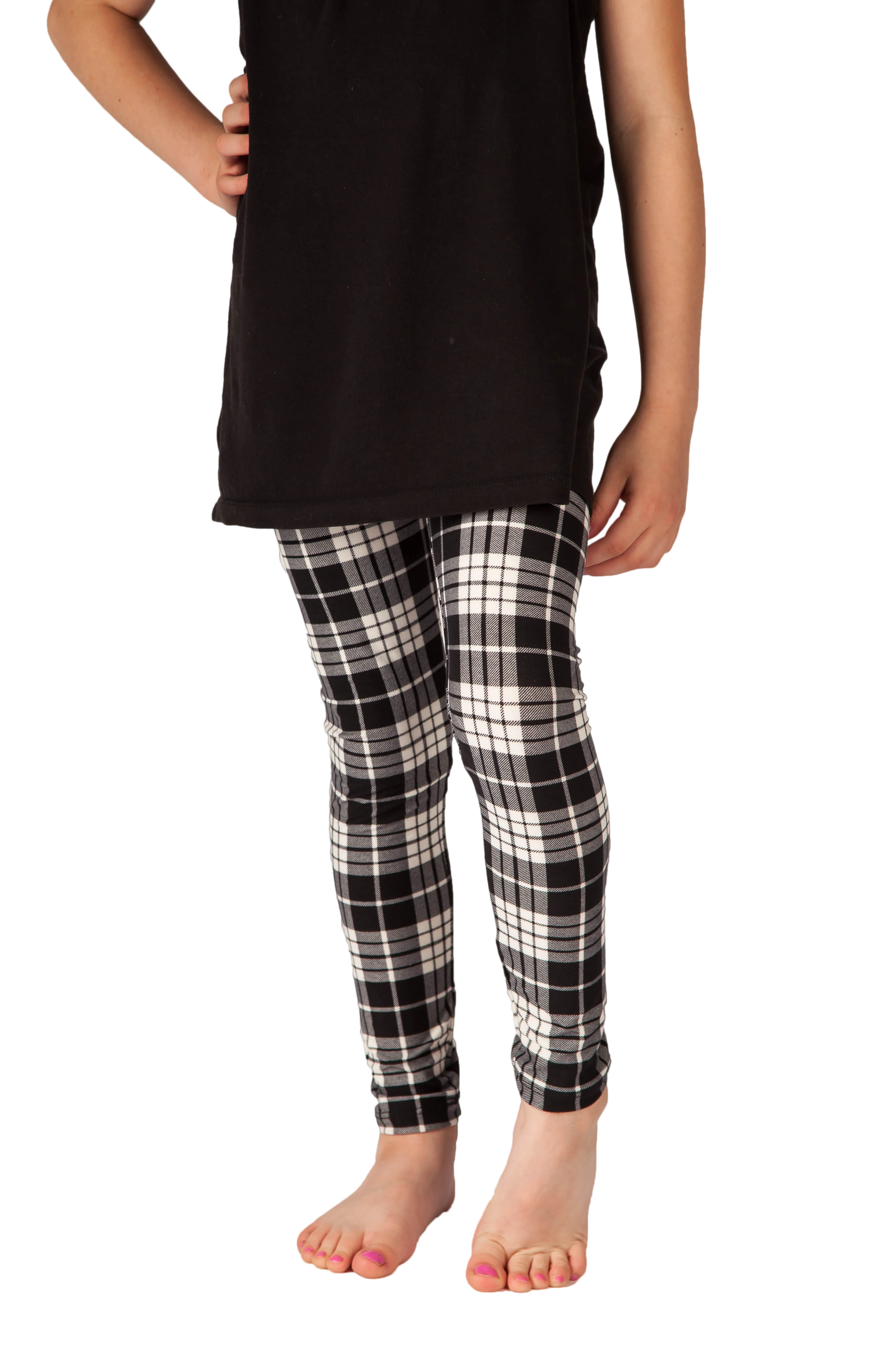 Classic Black and White Tartan Kids S/M