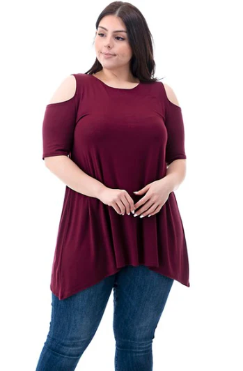 PLUS SIZE Short Sleeve Cold Shoulder - Image 3