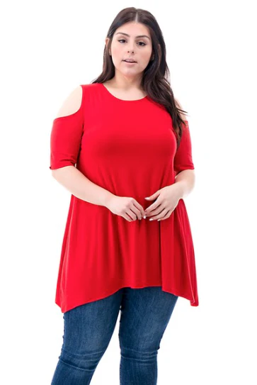 PLUS SIZE Short Sleeve Cold Shoulder - Image 4