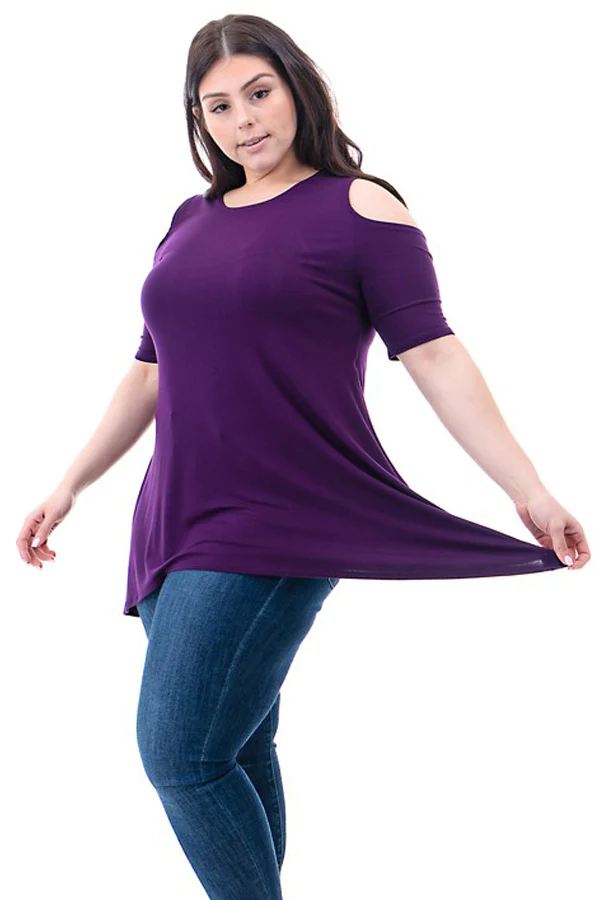 PLUS SIZE Short Sleeve Cold Shoulder - Image 5
