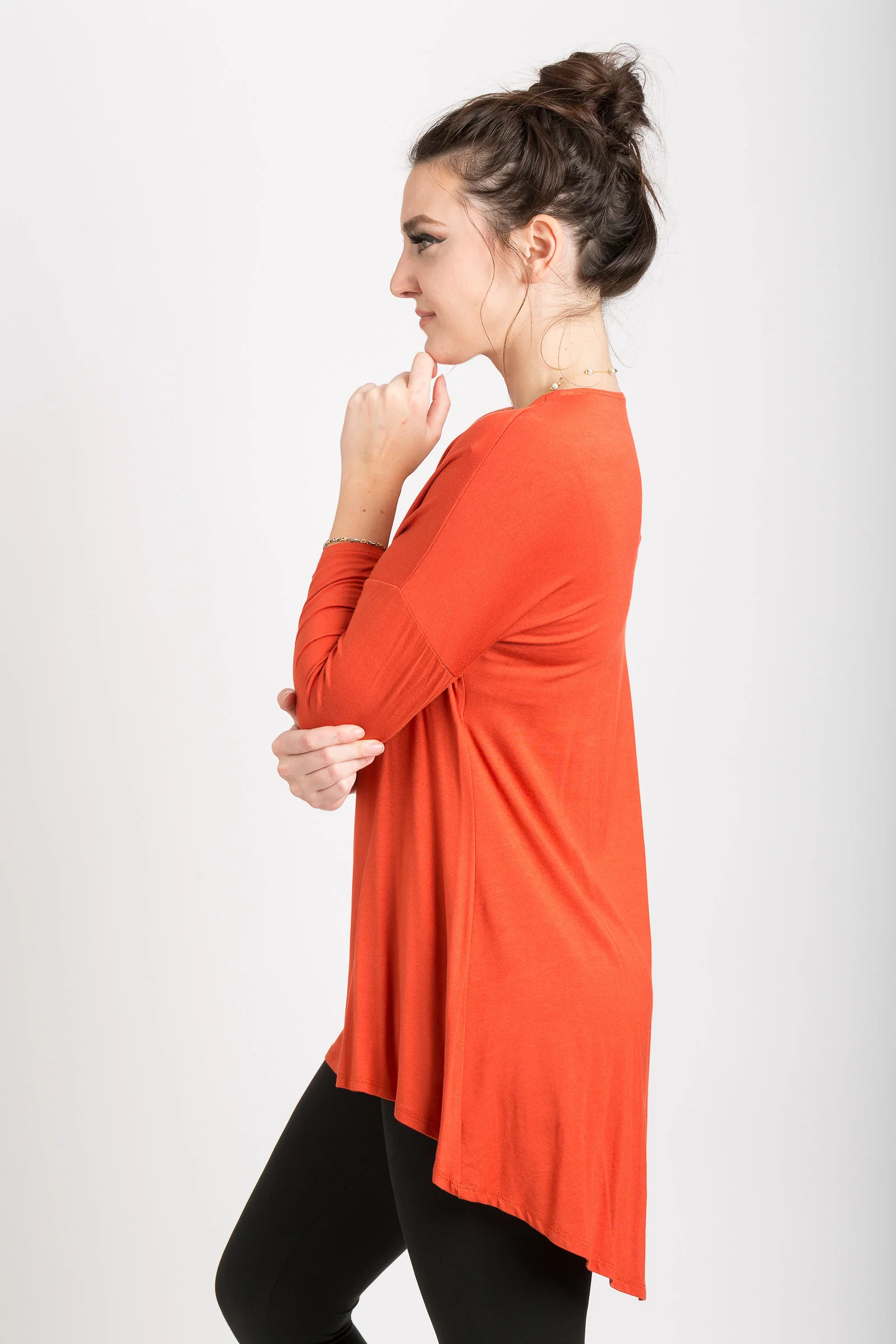 3/4 Sleeve High Low Drop Shoulder Tunic - Image 7