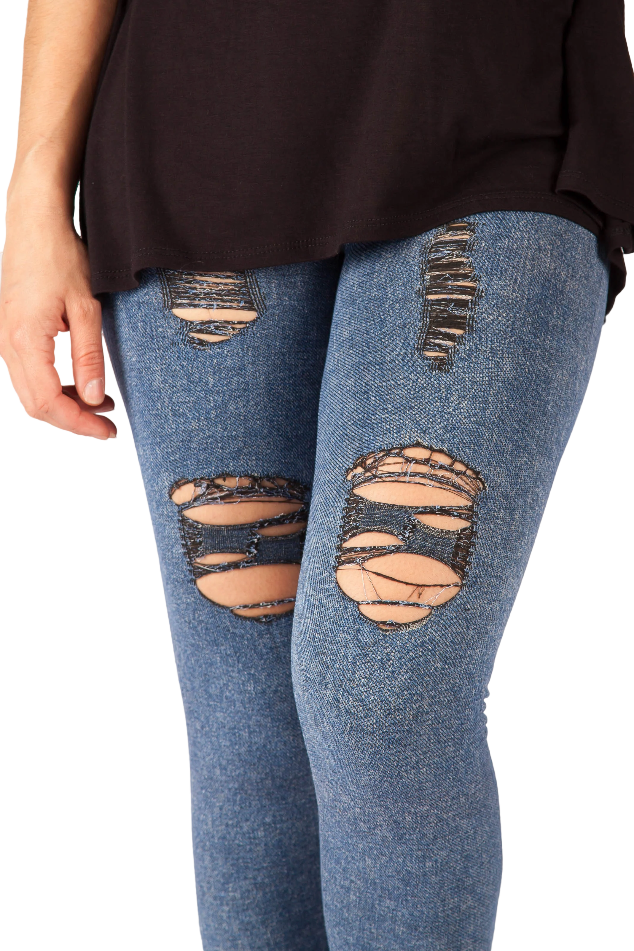 "Light Denim" Distressed Jeggings - Image 3