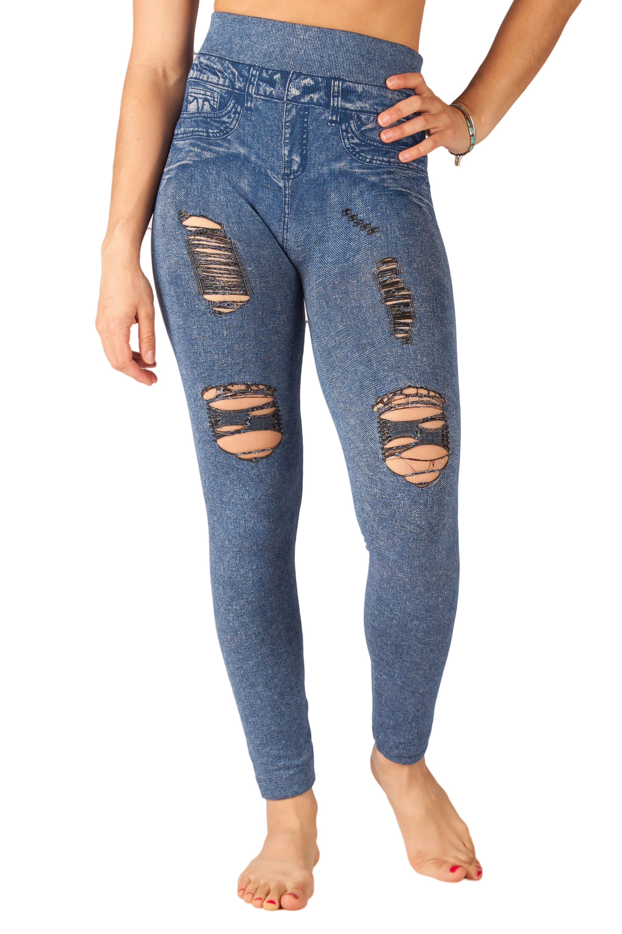 "Light Denim" Distressed Jeggings - Image 4