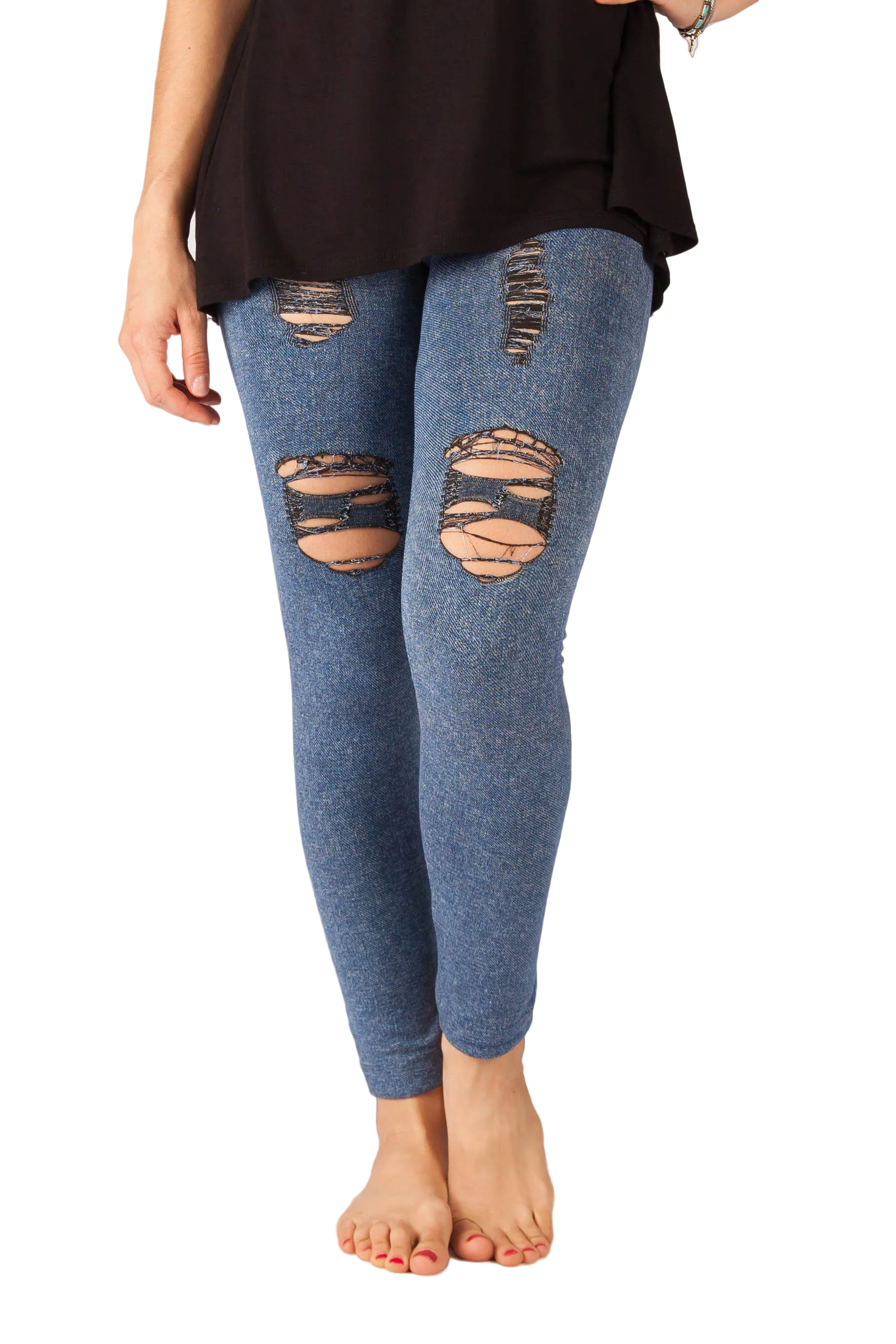 "Light Denim" Distressed Jeggings - Image 5