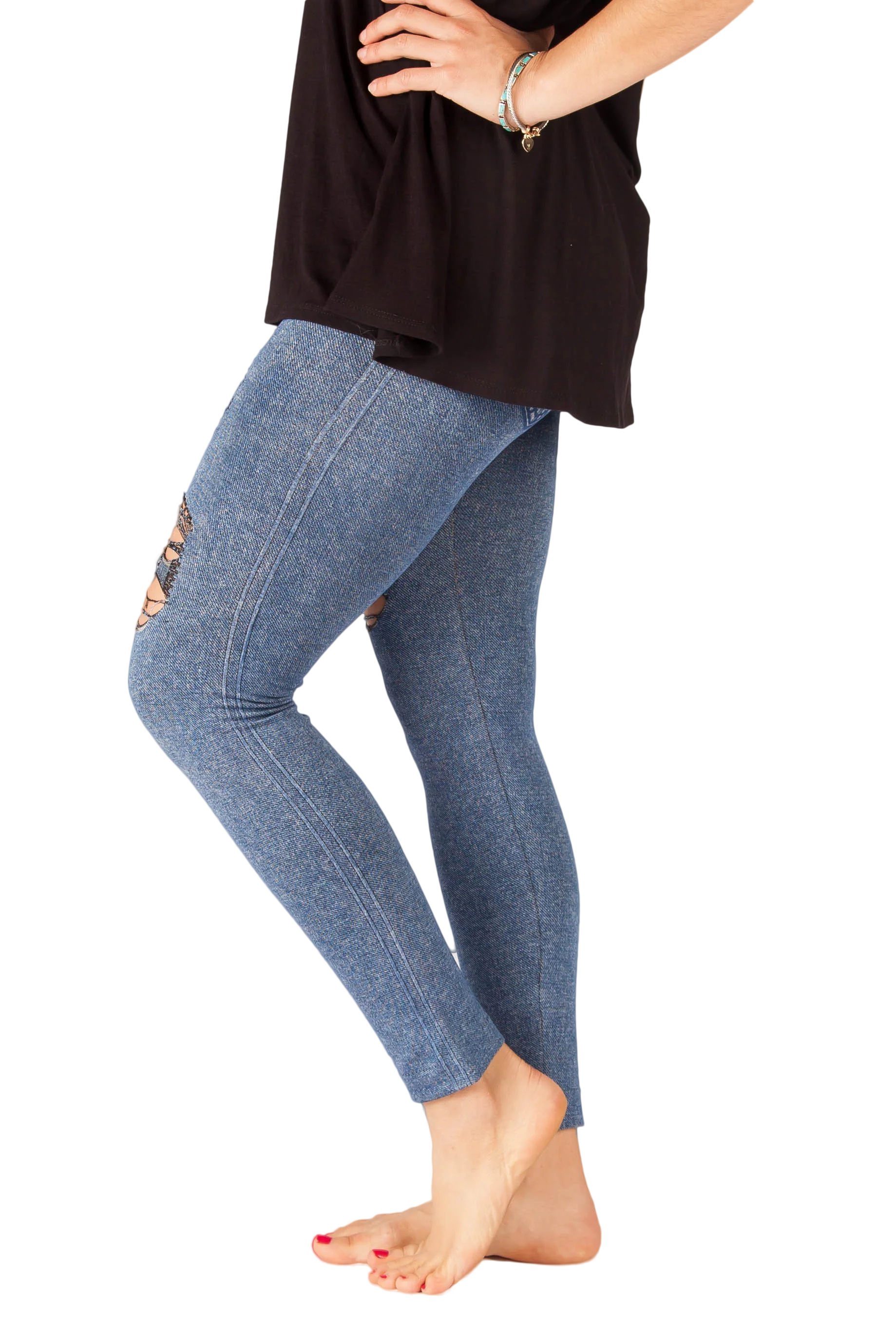 "Light Denim" Distressed Jeggings - Image 6