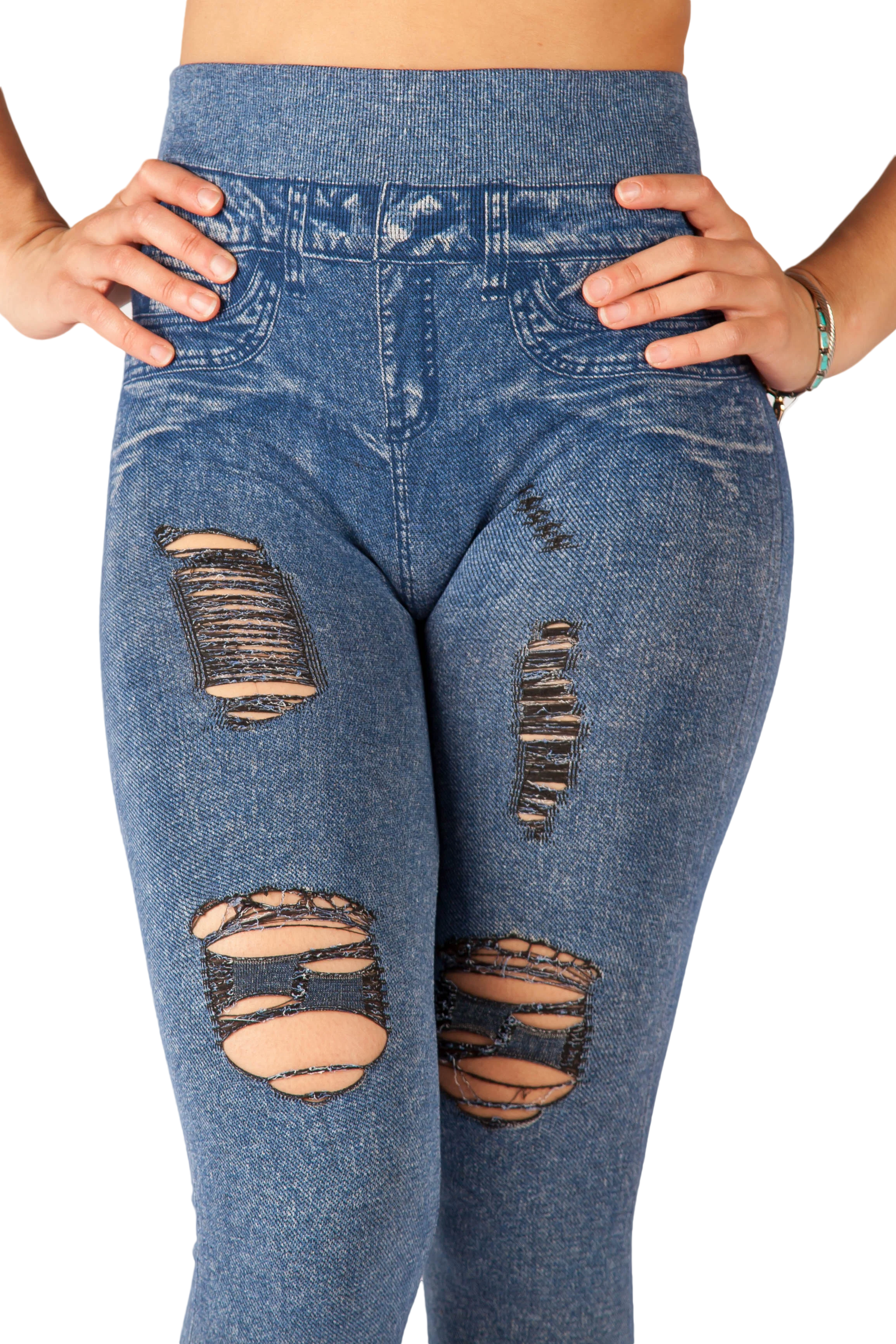"Light Denim" Distressed Jeggings - Image 7