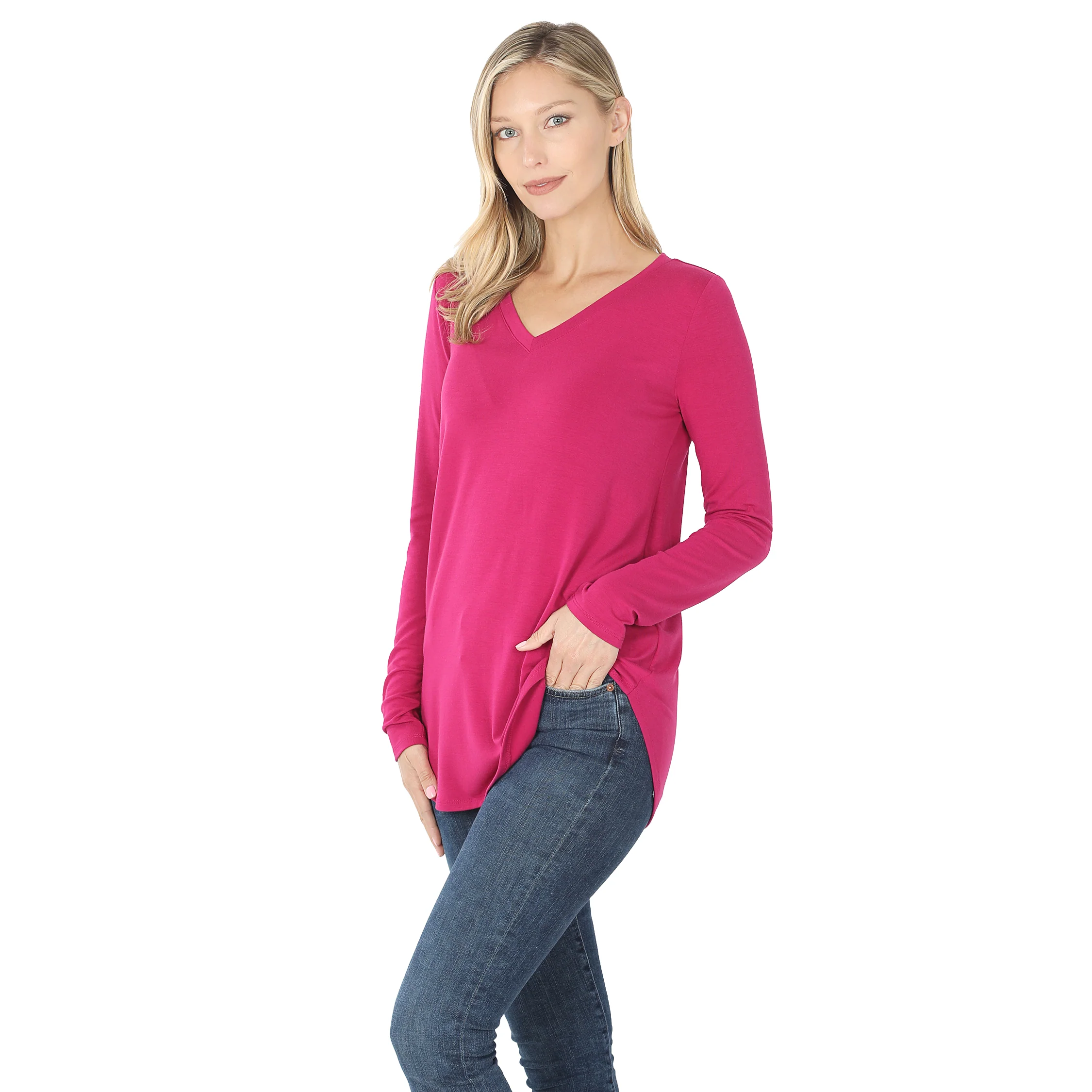 Long Sleeve V-Neck Front Back Scoop - Image 29