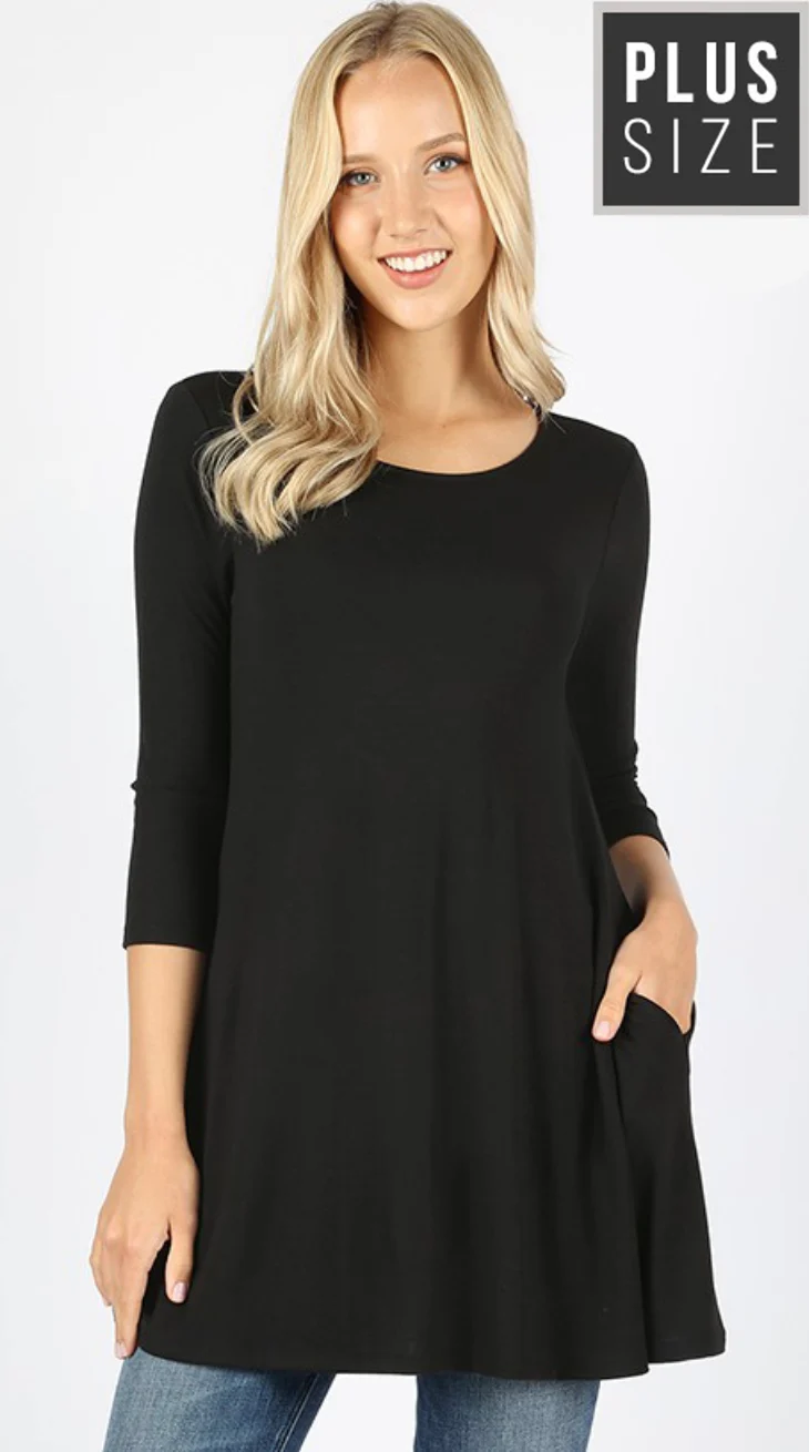 PLUS SIZE 3/4 Sleeve Top (WITH POCKETS) - Image 3