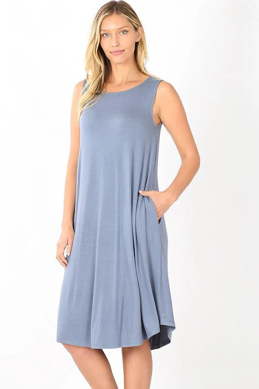 PLUS SIZE Knee Length Tank Dress (WITH POCKETS) - Image 29