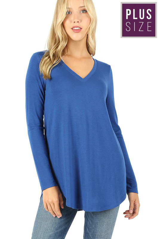 PLUS SIZE Long Sleeve V-Neck Front Back Scoop - Image 8