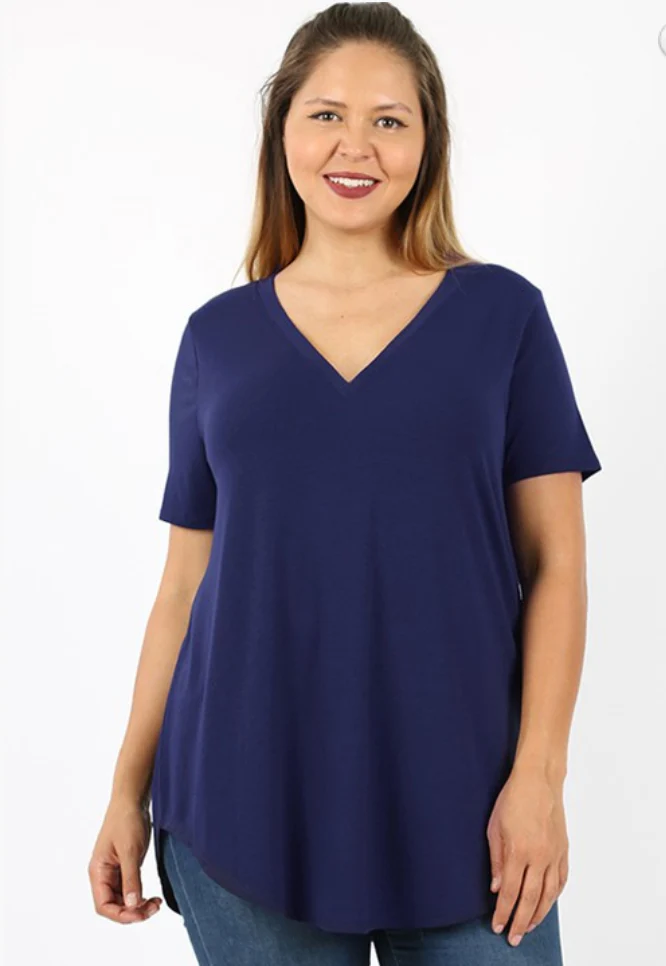 PLUS SIZE Short Sleeve V-Neck Front Back Scoop - Image 4