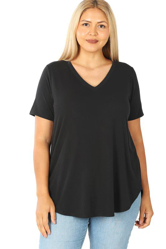 PLUS SIZE Short Sleeve V-Neck Front Back Scoop - Image 7