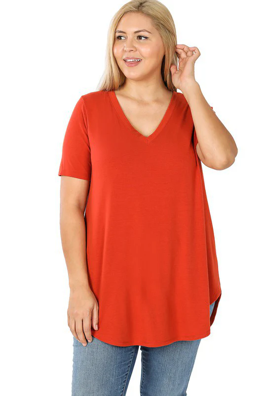 PLUS SIZE Short Sleeve V-Neck Front Back Scoop - Image 8