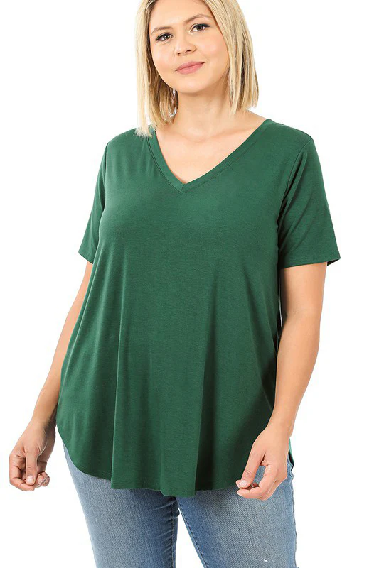 PLUS SIZE Short Sleeve V-Neck Front Back Scoop - Image 9