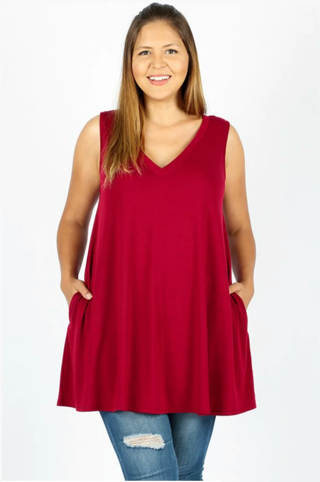PLUS SIZE V-Neck Tank (WITH POCKETS) - Image 18