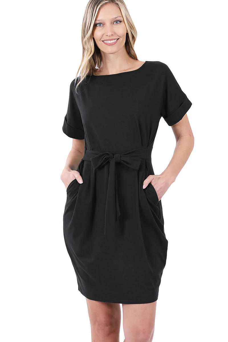 PLUS SIZE Tie-Belt Dress (WITH POCKETS) // EXTRA SOFT - Image 4