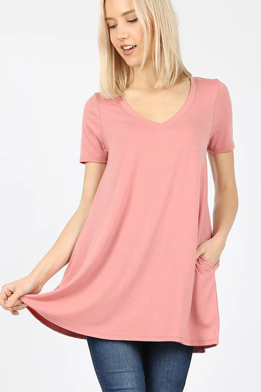 Short Sleeve V-Neck Top (WITH POCKETS) - Image 20