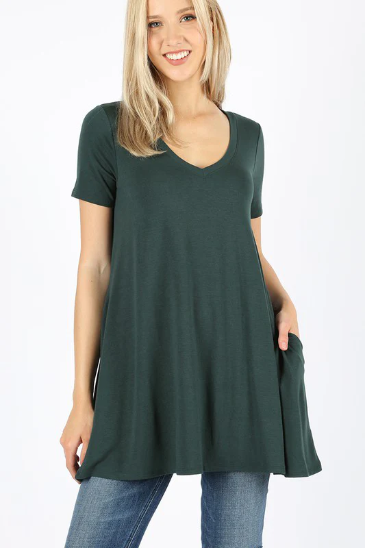Short Sleeve V-Neck Top (WITH POCKETS) - Image 23