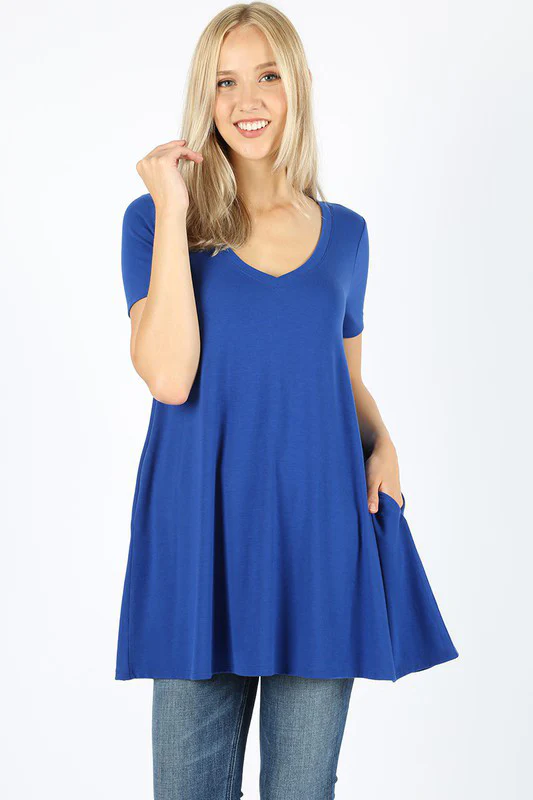 Short Sleeve V-Neck Top (WITH POCKETS) - Image 27