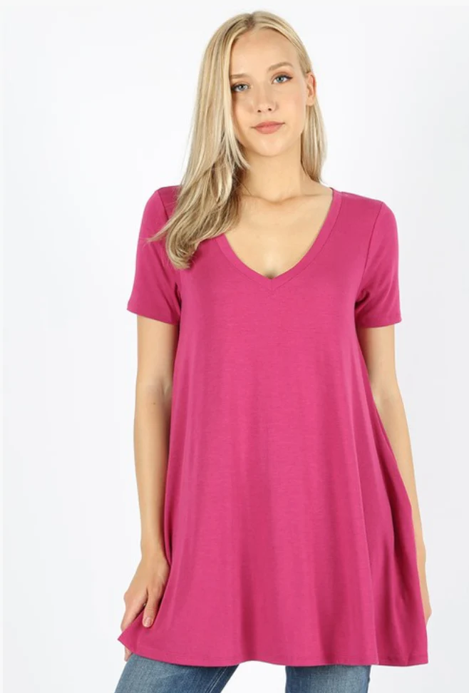 Short Sleeve V-Neck Top (WITH POCKETS) - Image 3