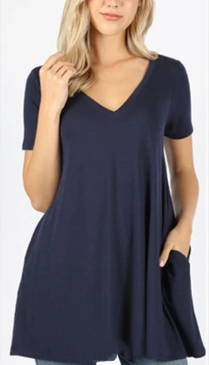 Short Sleeve V-Neck Top (WITH POCKETS) - Image 41