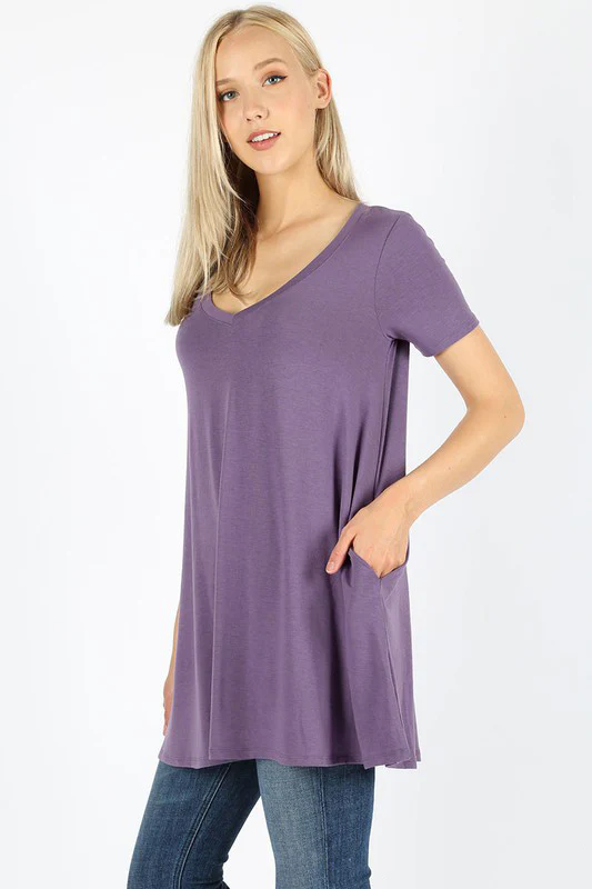 Short Sleeve V-Neck Top (WITH POCKETS) - Image 5