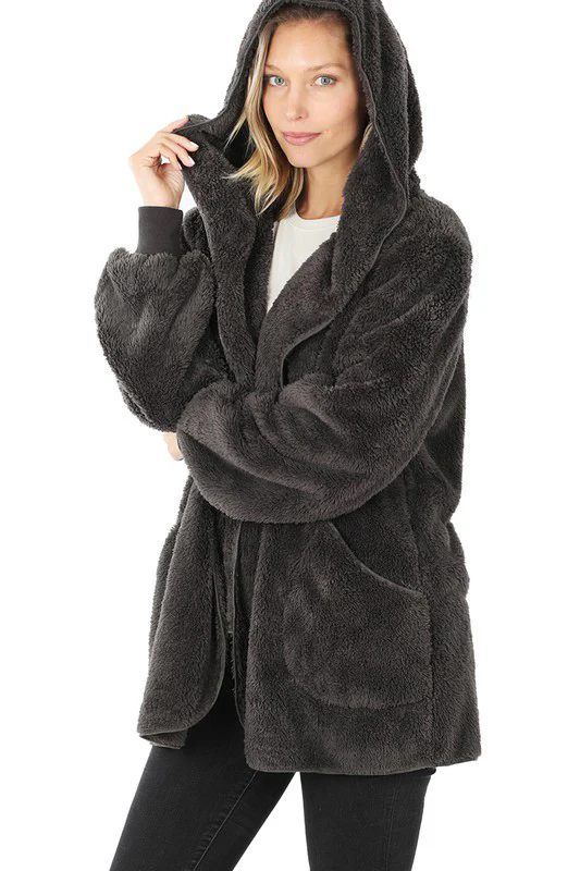 Ultra Soft Faux Fur Hooded Sweater (With Pockets) - Image 15