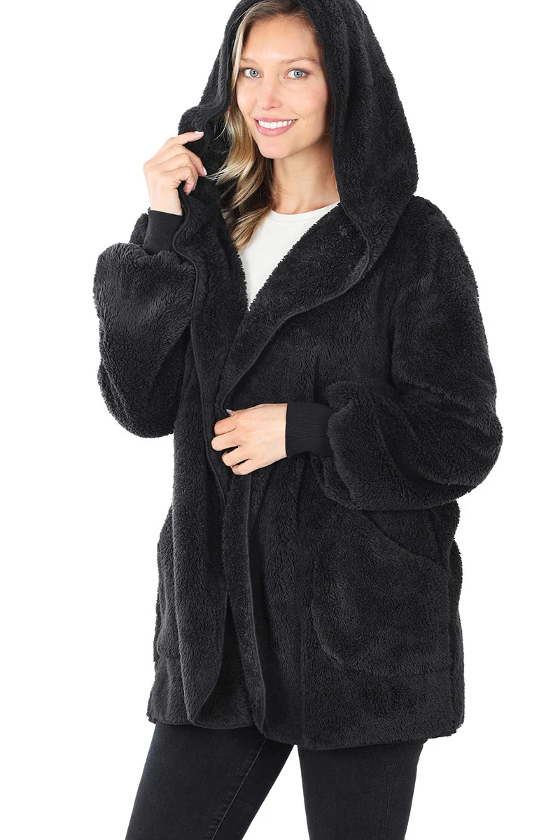 Ultra Soft Faux Fur Hooded Sweater (With Pockets) - Image 31