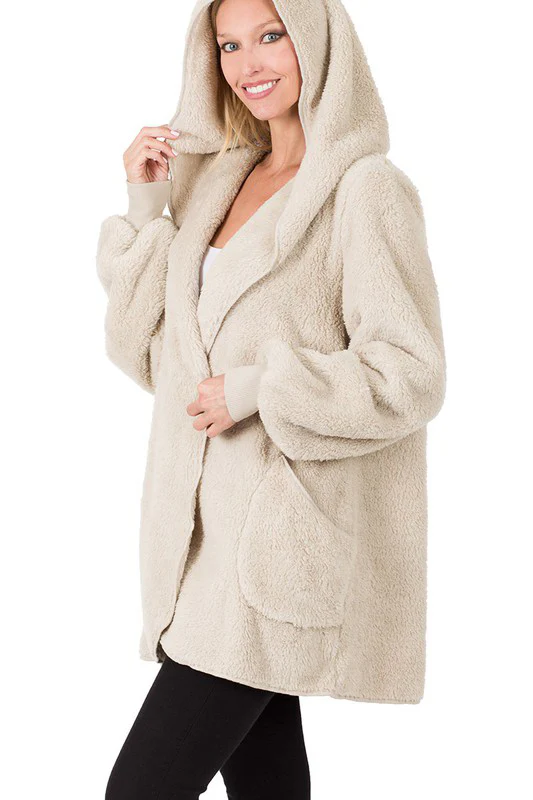 Ultra Soft Faux Fur Hooded Sweater (With Pockets) - Image 7
